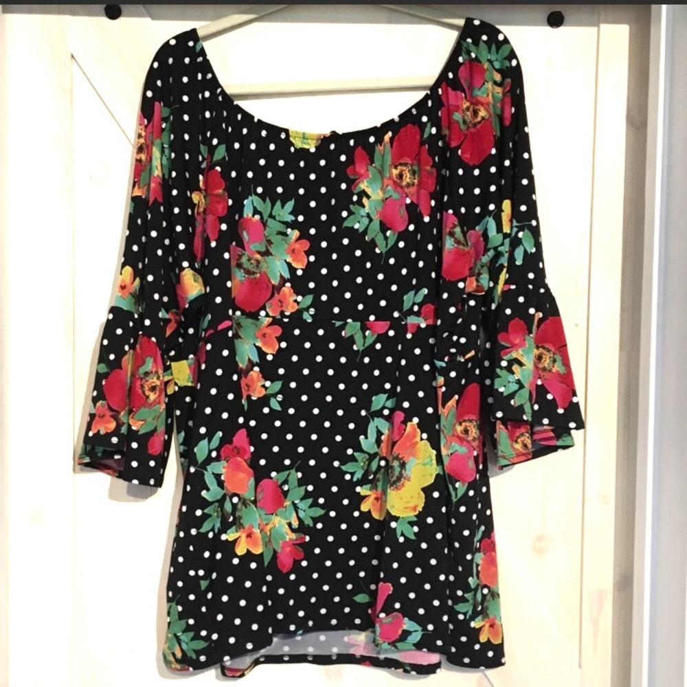 Slinky Brand Polka Dot/Floral Tunic